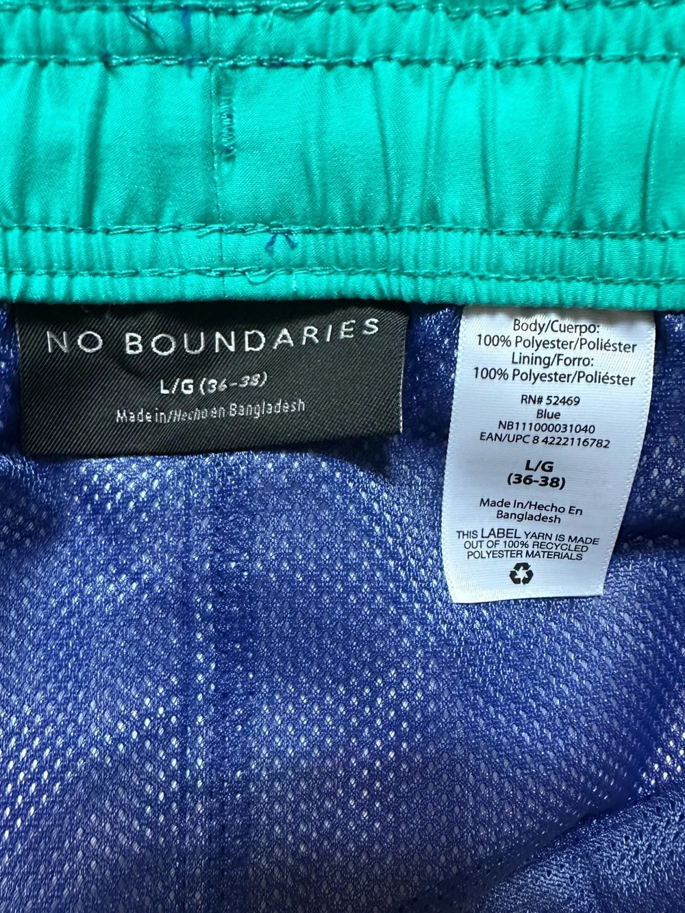 NWT Men’s Swim Trunks LG 36-38 Blue Pink Aztec Print Mesh Lined No Boundaries